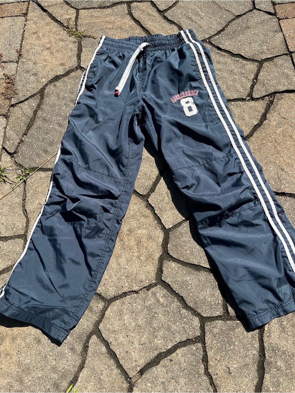 Vintage Abercrombie & Fitch Men’s Navy Blue Athletic Track Pants w/ Side Stripes